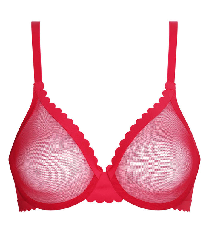 Soutien-gorge corbeille en tulle Rouge Dim Body Touch Cheeky