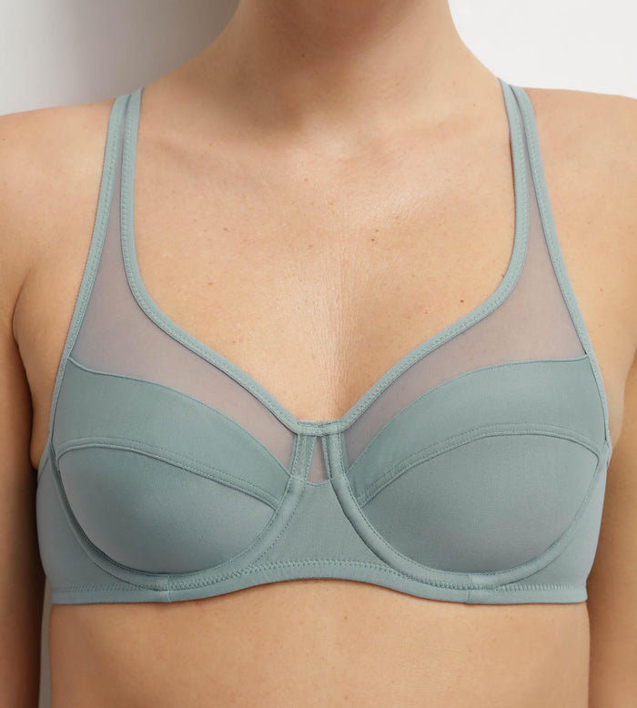 Soutien-gorge emboîtant en microfibre et tulle Sauge Generous
