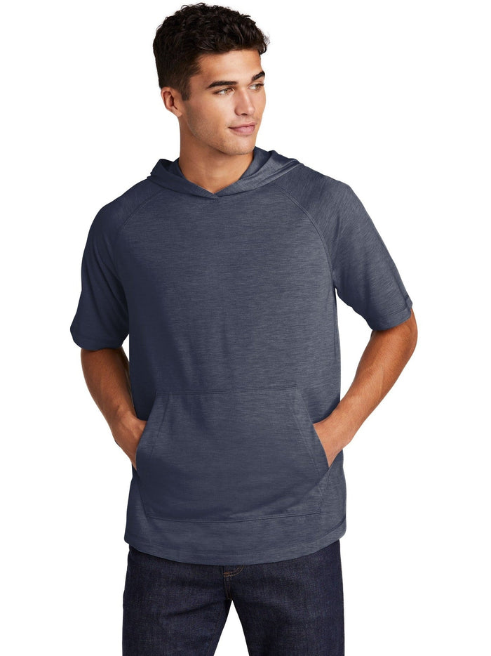 Sport-Tek PosiCharge Tri-Blend Wicking Short Sleeve Hoodie-Regular-Sport-Tek-True Navy Heather-S-Thread Logic