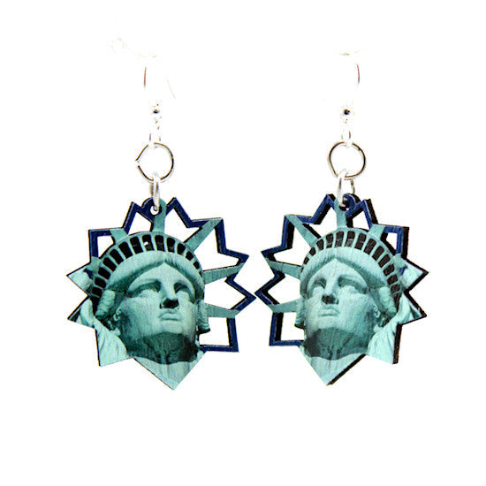 Statue of Liberty earrings with torch and crown, eco-friendly jewelry made in USA