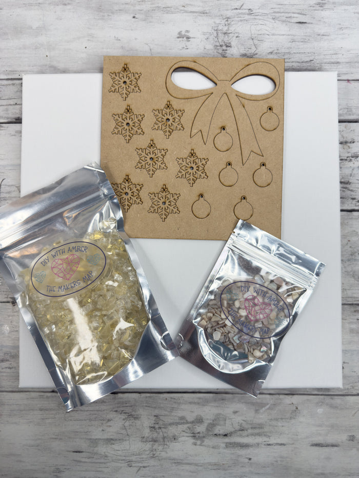 Style B Bow 12x12 Crushed Glass Wreath Canvas Project Kit