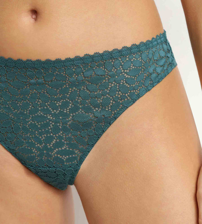 Tanga femme en dentelle vert émeraude Daily Dentelle