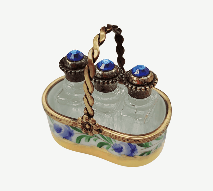 Rare Yellow Basket Perfume Box Porcelain Limoges Perfume French Trinket Box