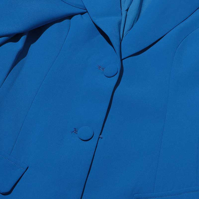 Women Royal Blue Blazer Trendy Jacket with Ribbon Detail