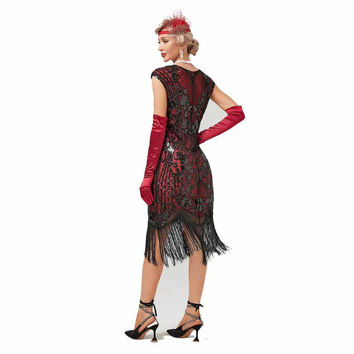 Women's Gatsby Dress - 1920s Flapper Dress Sequin Beaded Dress for Party