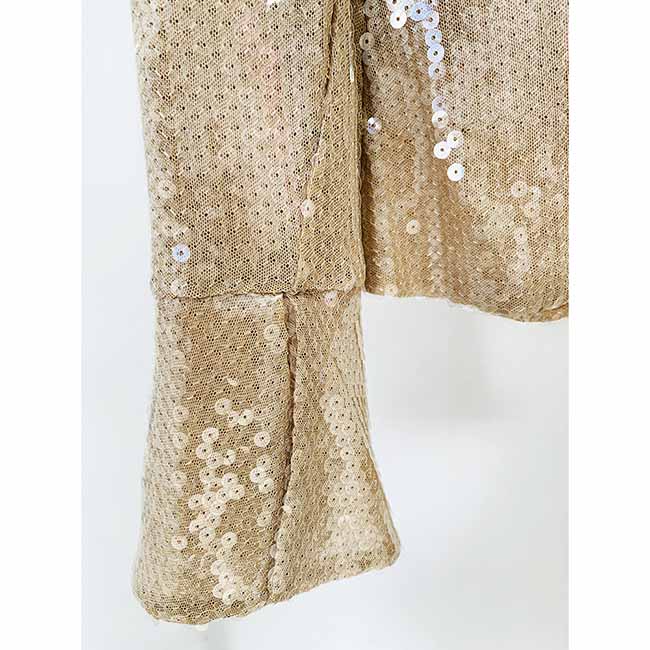Womens Gold Bling Party Tops Sparkle Outfits Sequin Long Sleeve Blouse Glitter Clubwear Shirt