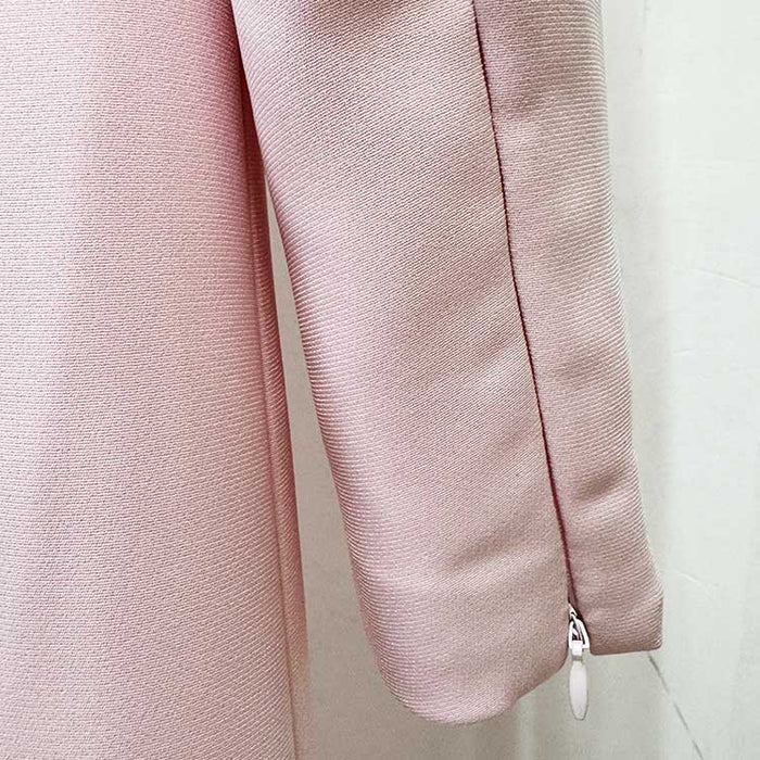 Women's Pink Midi Dress Crystal Beaded Tea Length Cocktail Dress