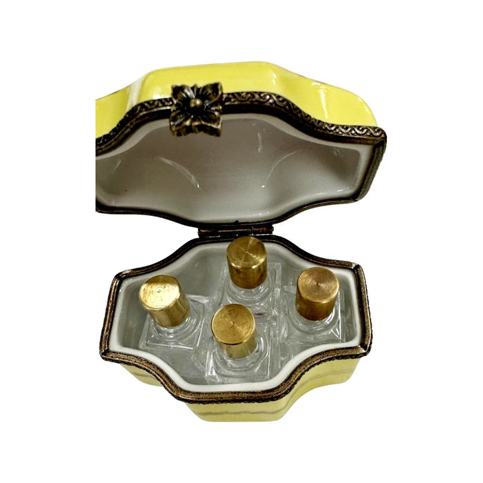Elegant Yellow Perfume Basket Porcelain Limoges Perfume French Trinket Box