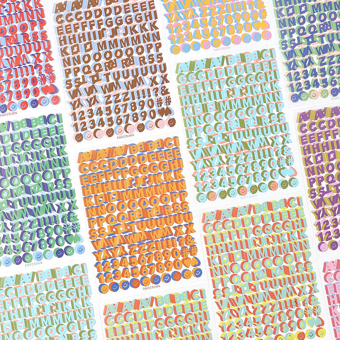 10 Sheets 3D View Alphabet Letter PET Stickers LTLD
