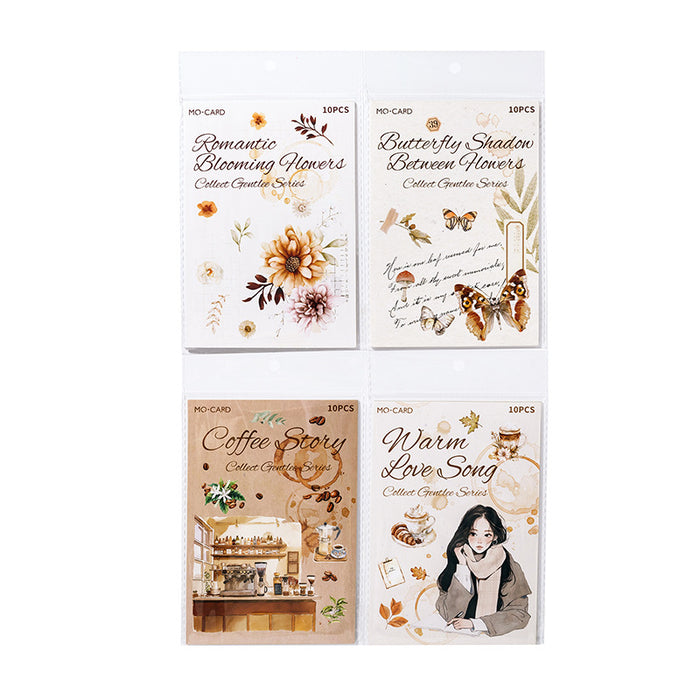 10 Sheets Coffee Butterfly Flower Stickers Book SCWR