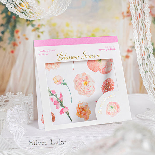 10 Sheets Flower PET Stickers Book HJTM