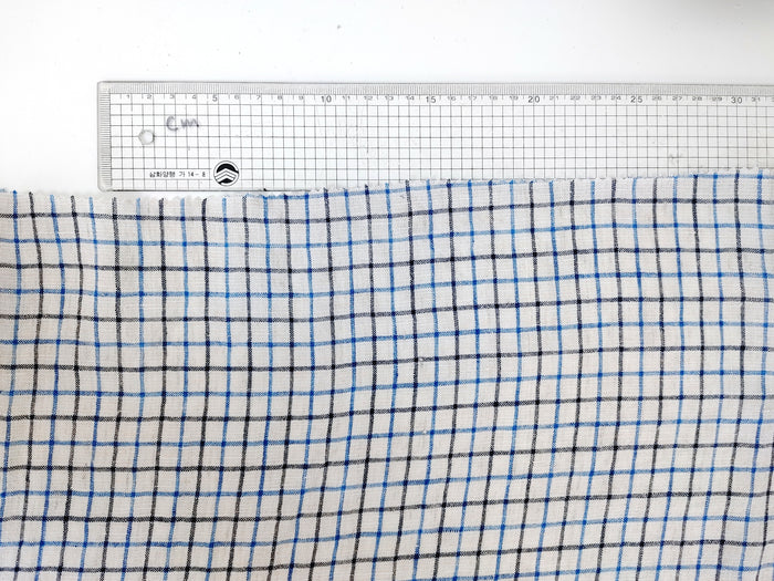 100% Linen Breeze: Light and Checked Fabric 7944