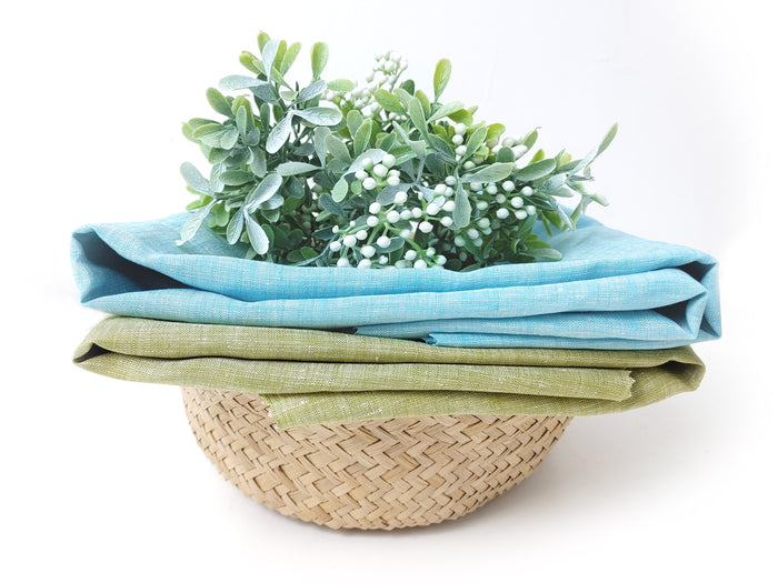 100% Linen Chambray Fabric – Soft Pre-Washed, Lightweight 3939 3941