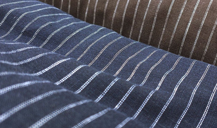 100% Linen Fabric 2-Pin Stripe Light Weight 6253 6254 - The Linen Lab - Navy 6253