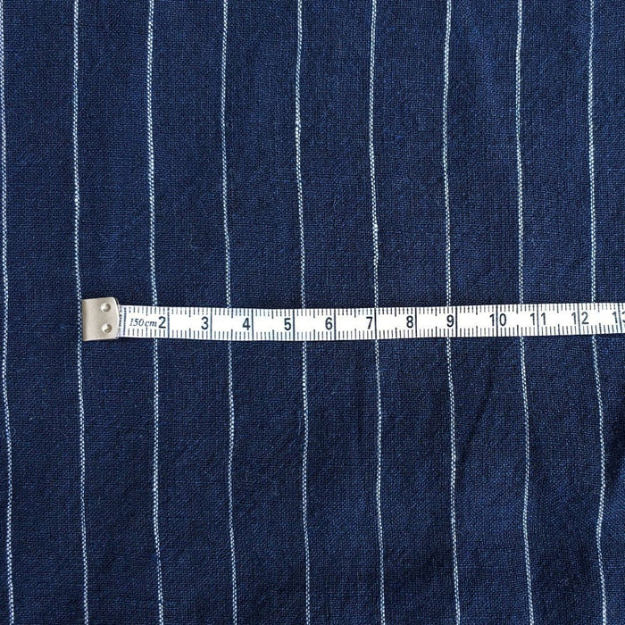 100% Linen Fabric Navy Color Pin Stripe Light Weight (6272) - The Linen Lab - Navy