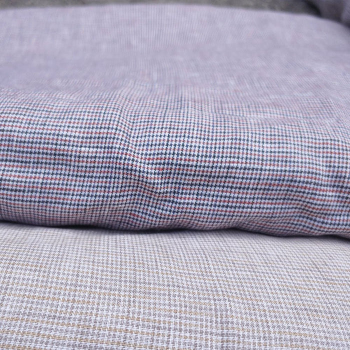 100% Linen Fabric small starcheck light weight - The Linen Lab - 7030 mustard & green