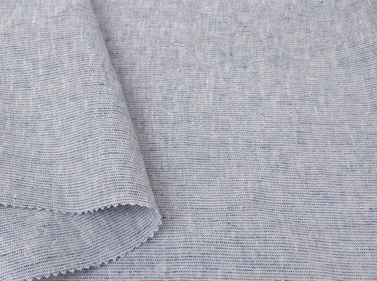 100% Linen Fabric – Softly Speckled Blue Weft on Crisp White 7573