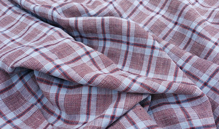 100% Linen Fabric Tartan Check 9s Medium-Heavy Weight 6318 6479 - The Linen Lab - Red 6318