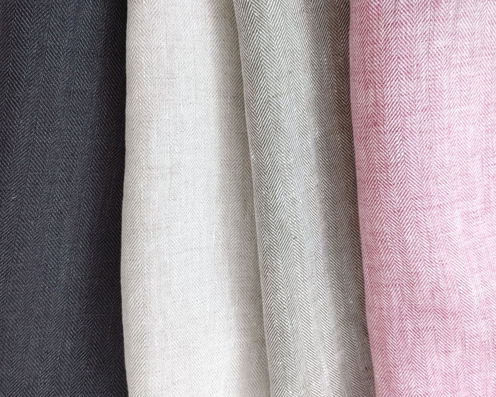 100% Linen Herringbone Twill HBT Fabric medium weight chambray 7313 7314 7727 7529 - The Linen Lab - Pink