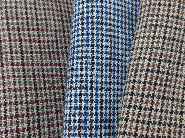 100% Linen Houndstooth StarCheck Fabric: Heavyweight Elegance - The Linen Lab - Blue