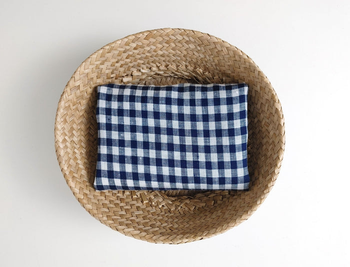 100% Linen Navy Small Gingham Check - Light and Airy 4684 - The Linen Lab - Navy