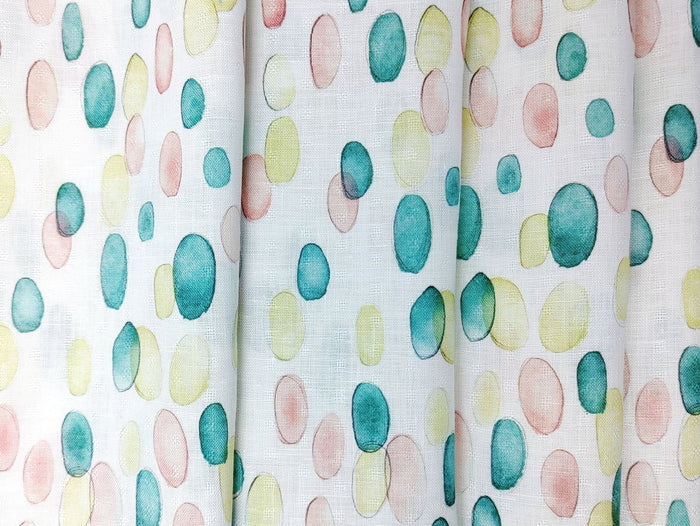 100% Linen Oval Print Fabric Light Weight 7684 - The Linen Lab - Multi
