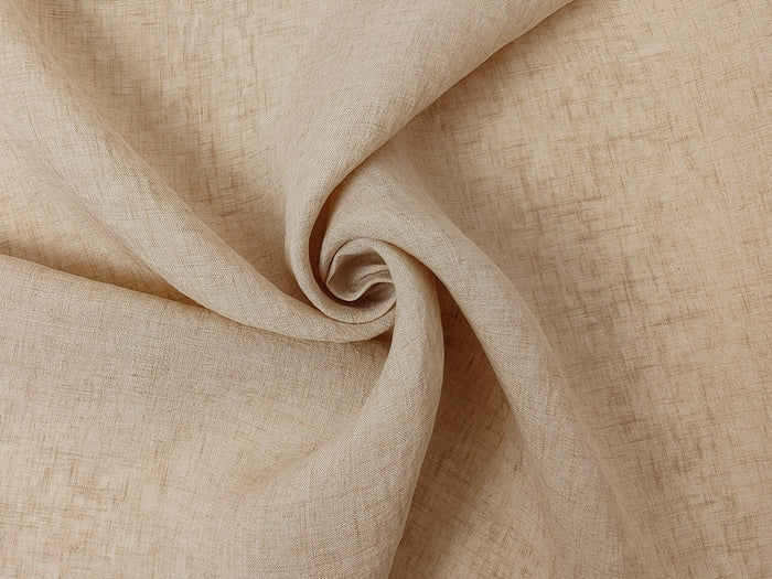100% Linen Soft&Crisp Fabric 21s Vintage Chambray Beige(dark) 7734