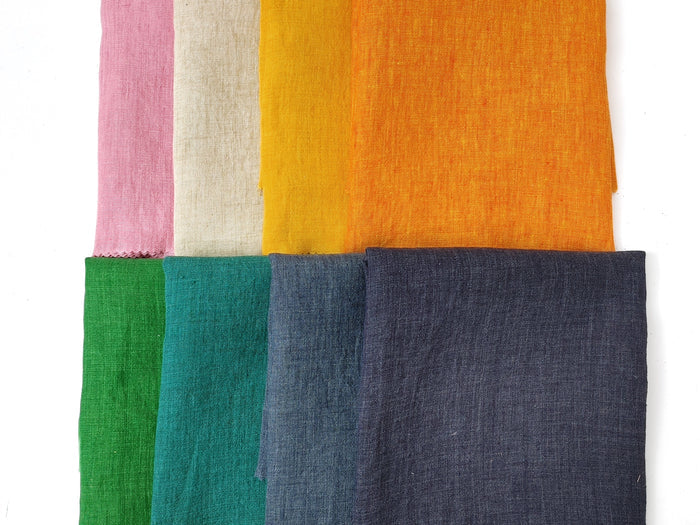 100% Linen Soft&Crisp Fabric 21s Vintage Chambray Green(dark) 7541