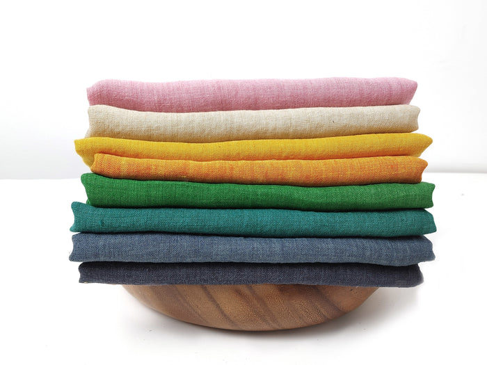 100% Linen Soft&Crisp Fabric 21s Vintage Chambray Green(dark) 7541