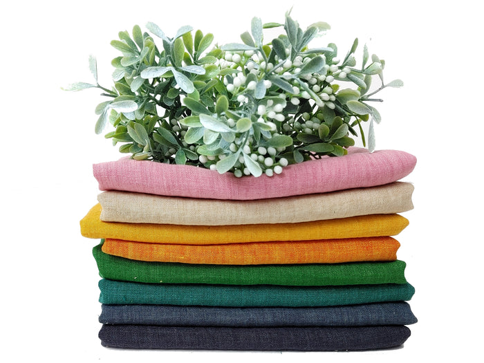 100% Linen Soft&Crisp Fabric 21s Vintage Chambray Green(dark) 7541