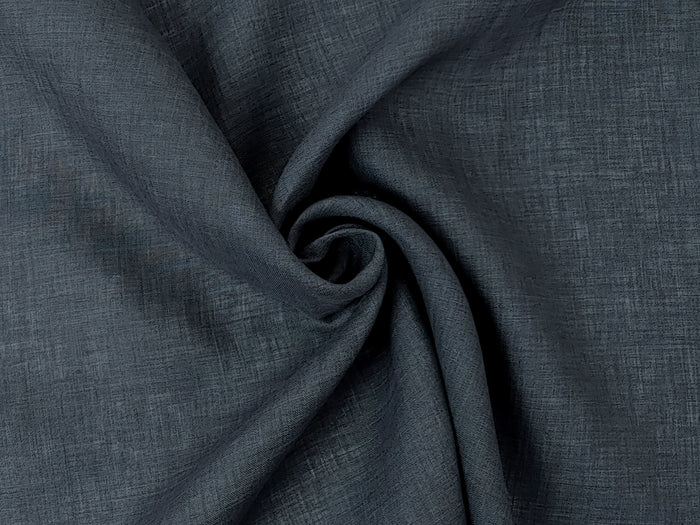 100% Linen Vintage Dyed Delave Fabric – Fine 21s Yarn, Pre-Washed, Light Weight Navy(dark) 6782