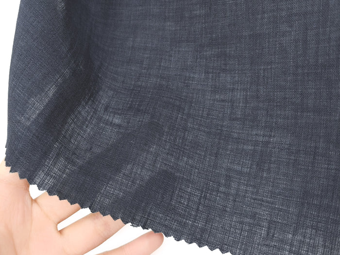 100% Linen Vintage Dyed Delave Fabric – Fine 21s Yarn, Pre-Washed, Light Weight Navy(dark) 6782