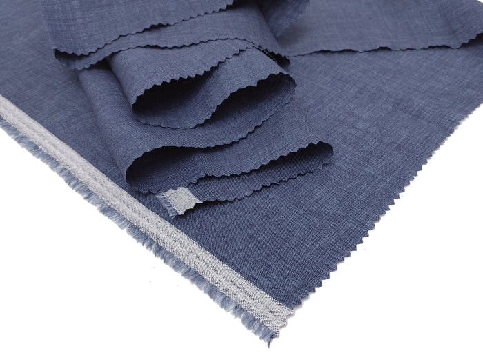 100% Linen Vintage Dyed Delave Fabric – Fine 21s Yarn, Pre-Washed, Light Weight Slate Blue 6202