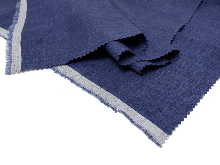 100% Linen Vintage Dyed Delave Fabric – Fine 21s Yarn, Pre-Washed, Light Weight Violet(dark) 6372