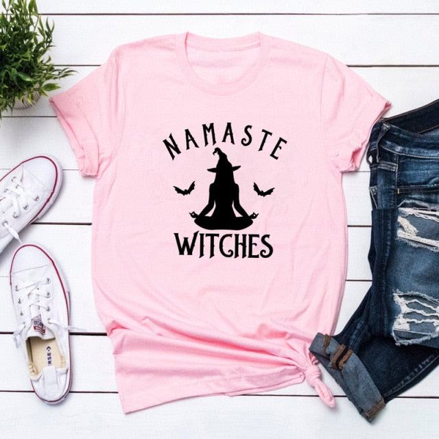 100% Pure Cotton NAMASTE WITCHES Printed T-Shirt