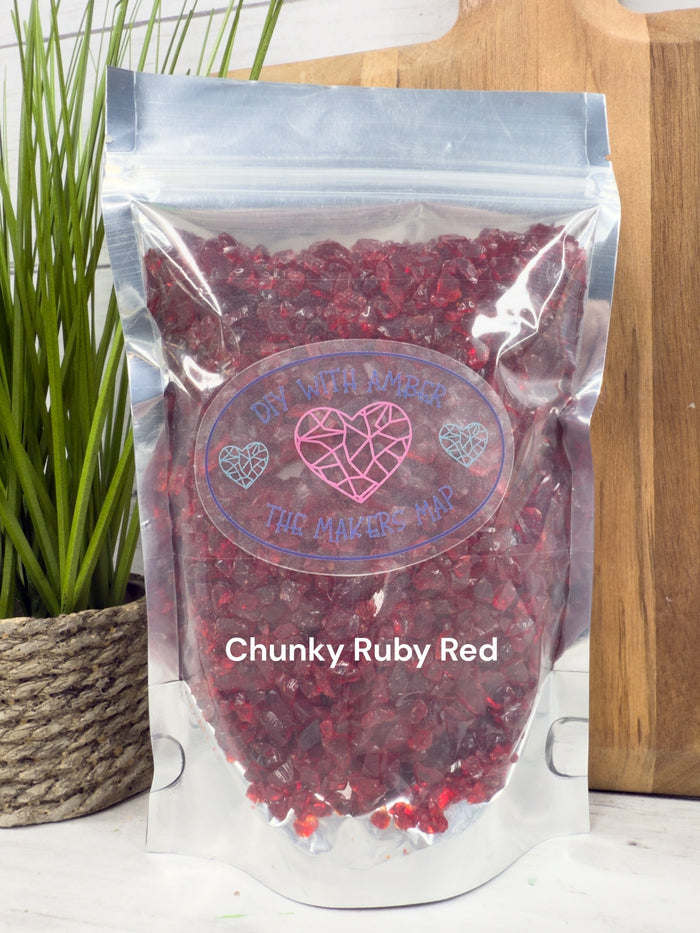16 oz. Chunky Ruby Red Crushed Glass 3-6 mm