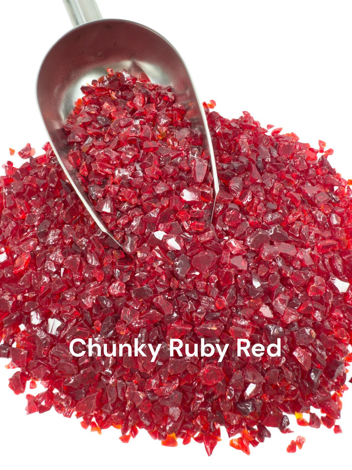 16 oz. Chunky Ruby Red Crushed Glass 3-6 mm