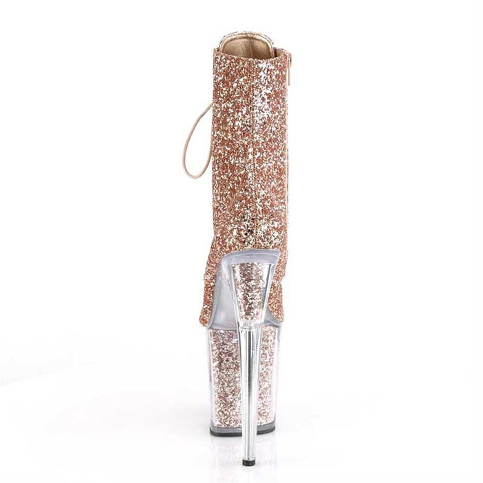 20CM/7.87 inch Stiletto High Heels Short Boots Clear Heeled Platform Dance Shoes