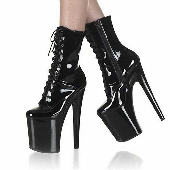 20CM/7.87 inch Stiletto High Heels Short Boots Women Platform Dance Nightclub Shoes