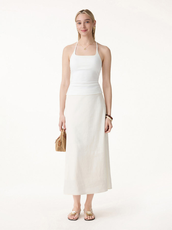 OGLmove 2Pcs Set Reversible Boatneck Top & Maxi Flared Pull-On Skirt