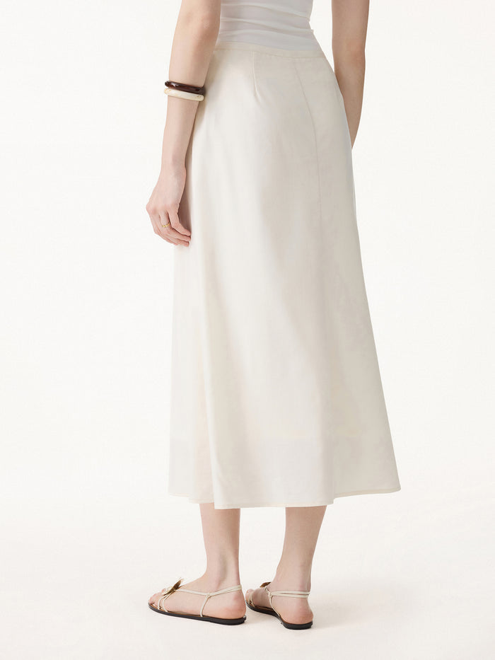 OGLmove 2Pcs Set Boatneck Top & Maxi Flared Pull-On Skirt