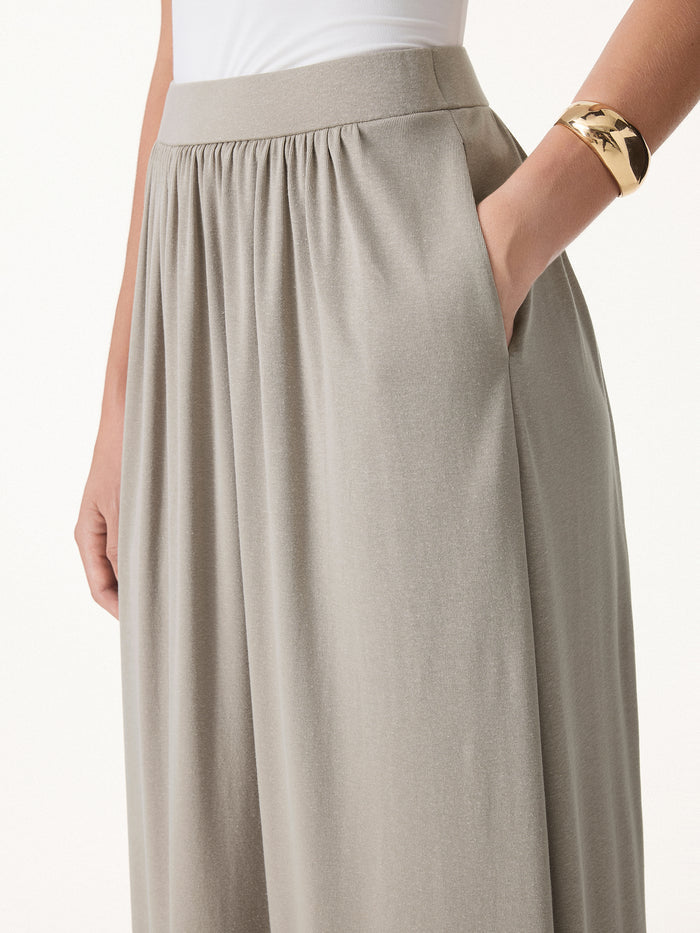 OGLmove 2Pcs Set Spaghetti Bra Top with Side Slit & A-Line Maxi Skirt with Pockets