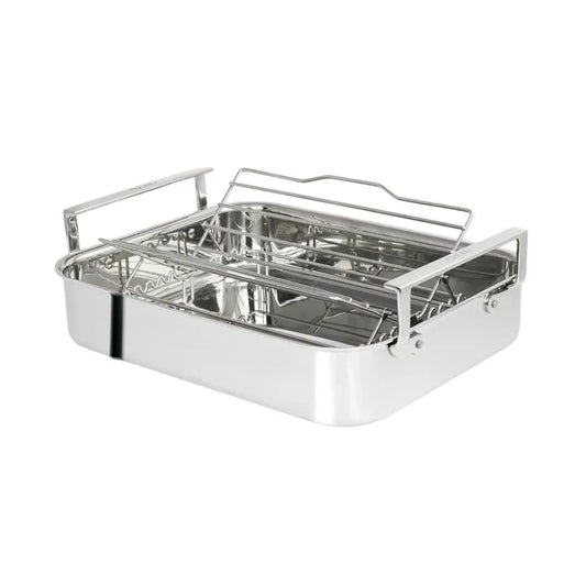 3-Ply Stainless Steel Roasting Pan with Rack by Cristel
