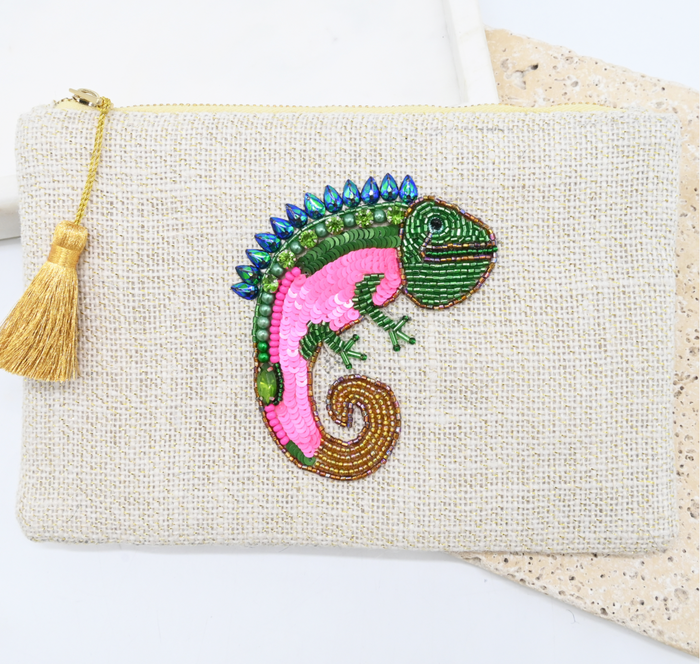 3 x semi Beaded pouches