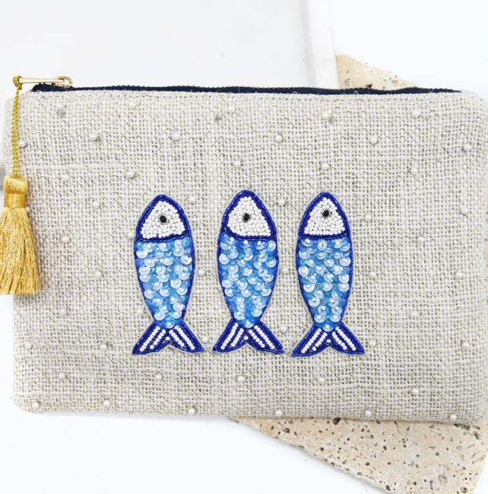 3 x semi Beaded pouches