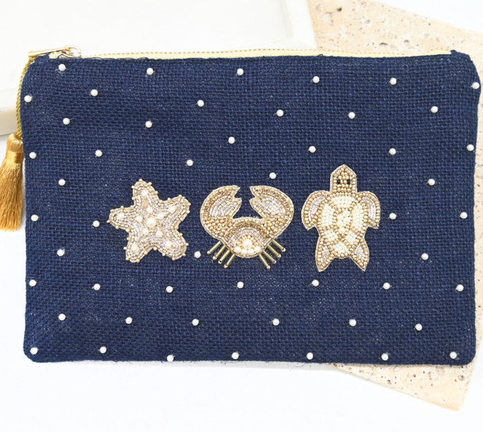 3 x semi Beaded pouches