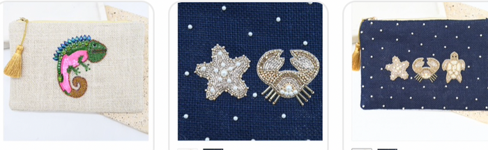 3 x semi Beaded pouches