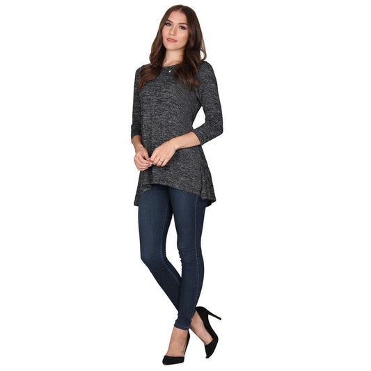 3/4 Sleeve Solid Pleat Back Tunic