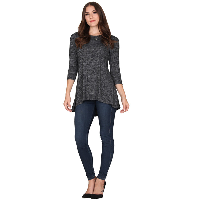3/4 Sleeve Solid Pleat Back Tunic