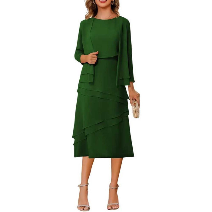 3/4 Sleeves 2 Piece Mother of The Bride Dresses Wedding Formal Event Dress Suit